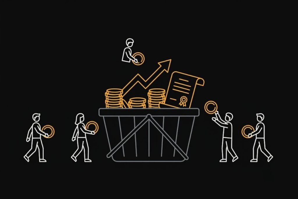 Ilustrasi pengertian reksadana, dana patungan dari banyak investor