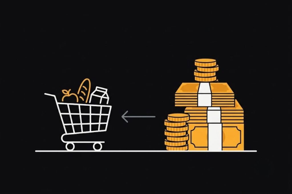 Ilustrasi pengertian inflasi, butuh lebih banyak uang untuk barang yang sama