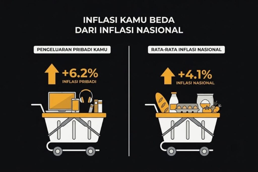 Ilustrasi perbedaan inflasi pribadi dan inflasi nasional lewat isi keranjang belanja
