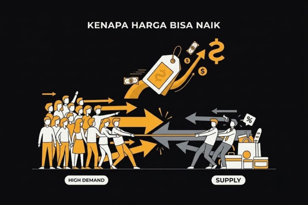 Ilustrasi penyebab harga naik, permintaan tinggi bertemu pasokan terbatas