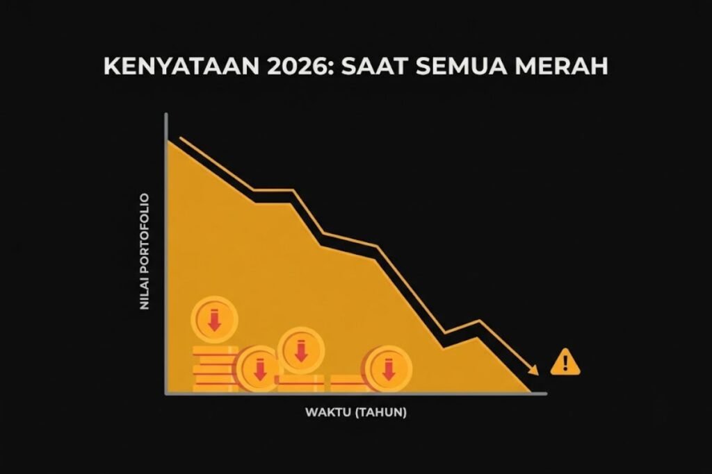 Ilustrasi kondisi pasar reksadana yang sedang turun saat portofolio merah