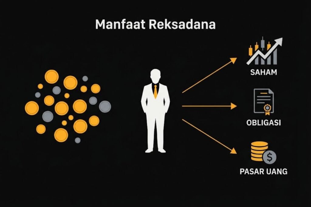 Ilustrasi manfaat reksadana, modal kecil terdiversifikasi dan dikelola profesional