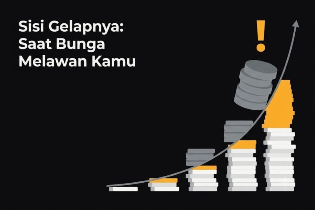 Ilustrasi sisi negatif bunga majemuk saat bekerja pada utang yang membengkak