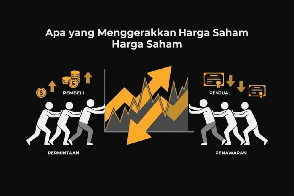 Ilustrasi penggerak harga saham, tarik-menarik antara permintaan dan penawaran
