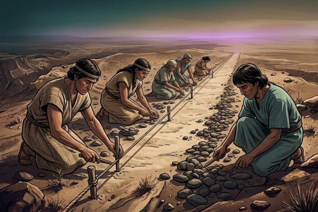 Masyarakat kuno Peru sedang menyusun batu membuat Garis Nazca