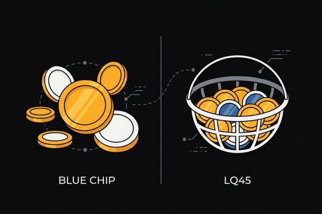 Ilustrasi perbedaan saham blue chip dan indeks LQ45