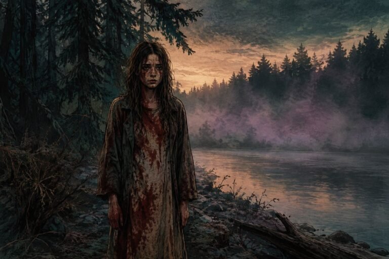 Ilustrasi penjelajah wanita korban selamat dalam Insiden Khamar-Daban tragedi Dyatlov Pass kedua di Siberia