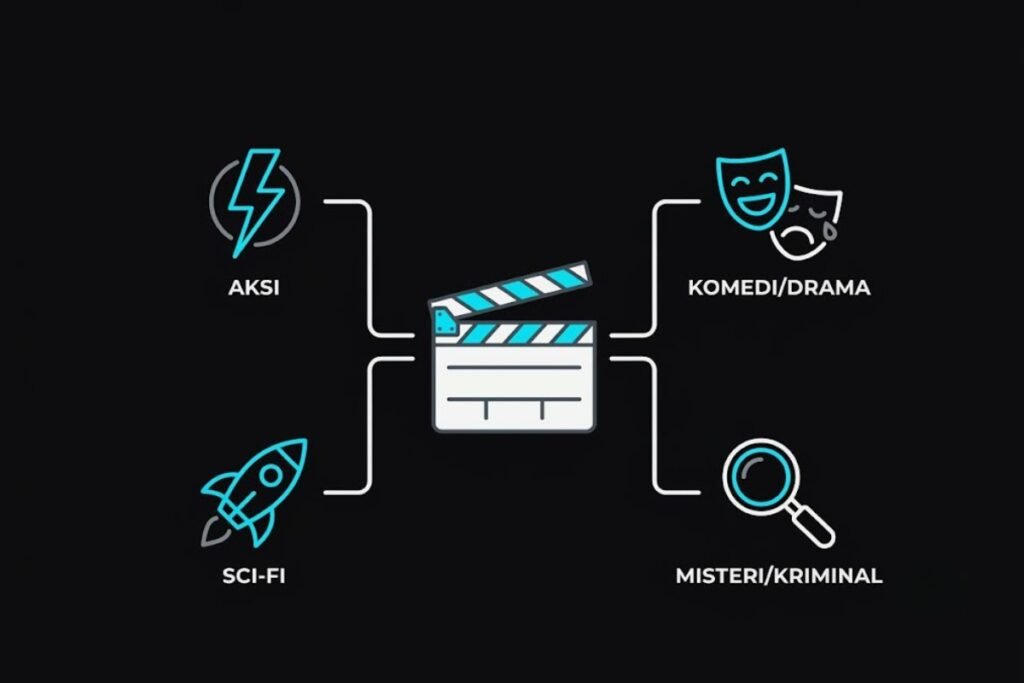 Ilustrasi pengertian genre film sebagai pengelompokan jenis film