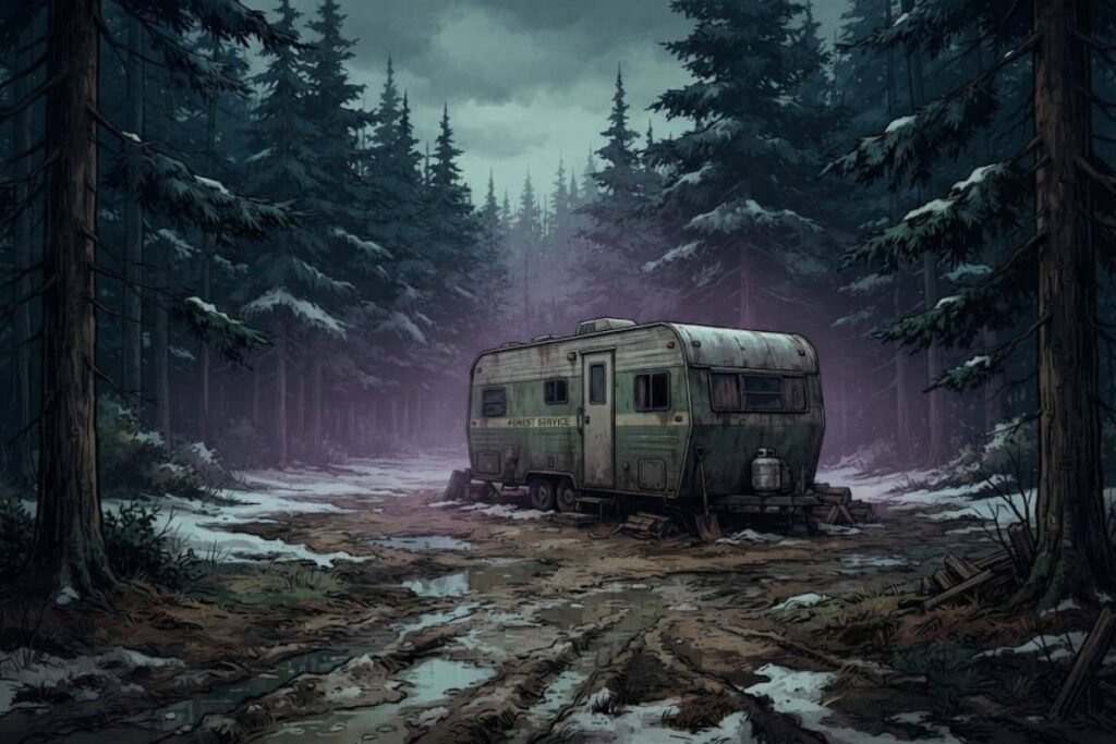 Sebuah trailer milik Forest Service dimana merupakan tempat ditemukannya jasad Ted Weiher