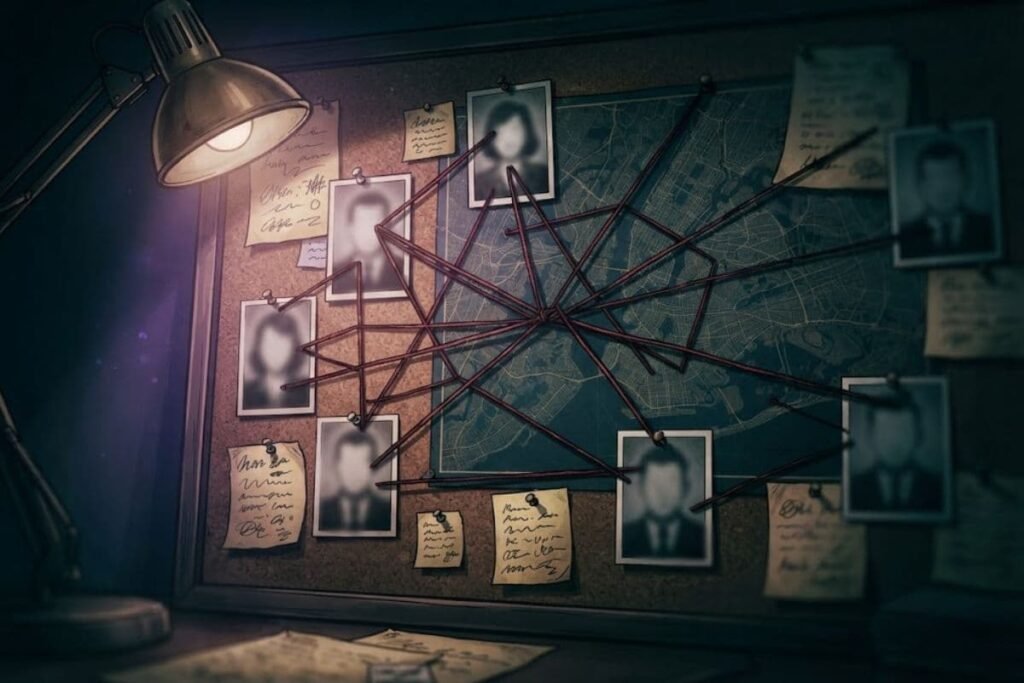 Ilustrasi papan investigasi tersangka kasus misteri Black Dahlia