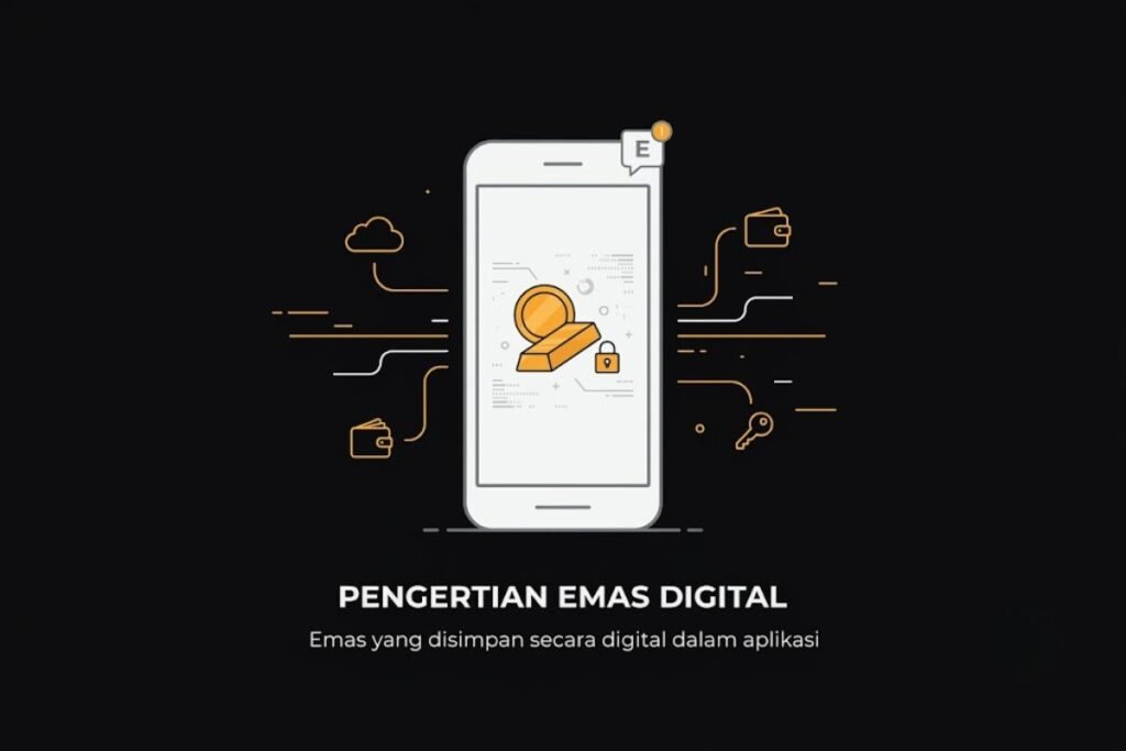 Ilustrasi pengertian emas digital, emas yang disimpan dalam bentuk digital