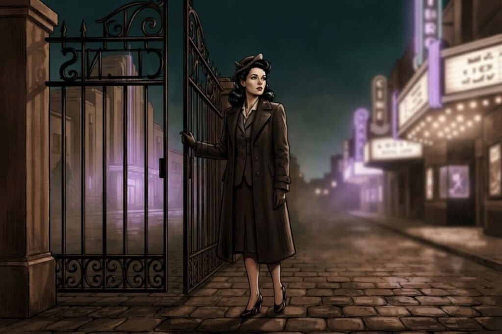 Ilustrasi Elizabeth Short bermimpi jadi aktris di depan studio Hollywood