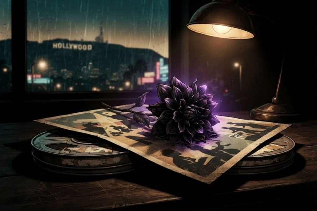 Ilustrasi warisan budaya pop dari kisah Black Dahlia